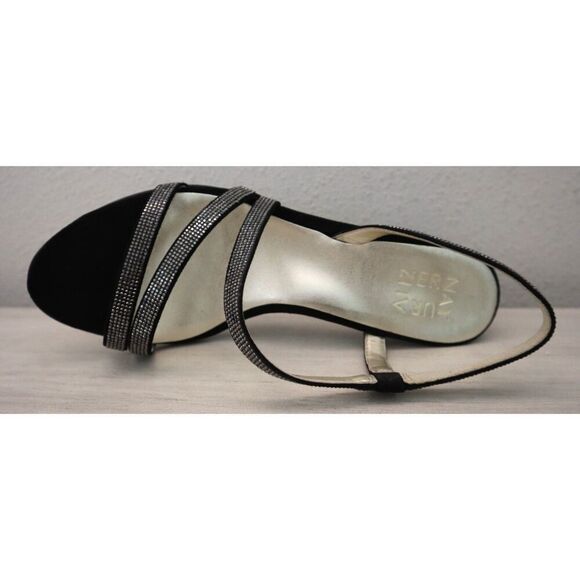 Naturalizer G8501F1001 Women Sz 8M Black Microfiber Vanessa2 Heeled Sandals - Picture 6 of 11